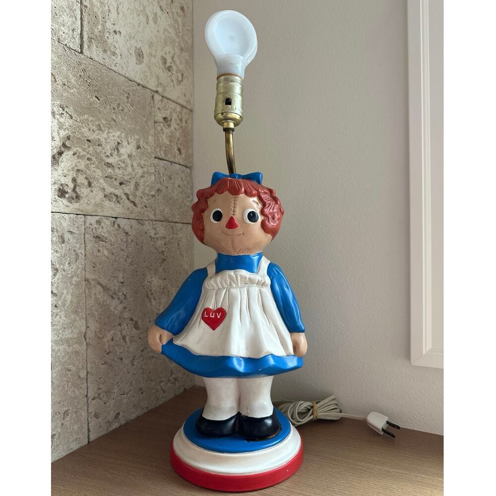 Ceramic Raggedy Ann Lamp Vintage Bedside Table Child's Lamp 18” Tall No Shade